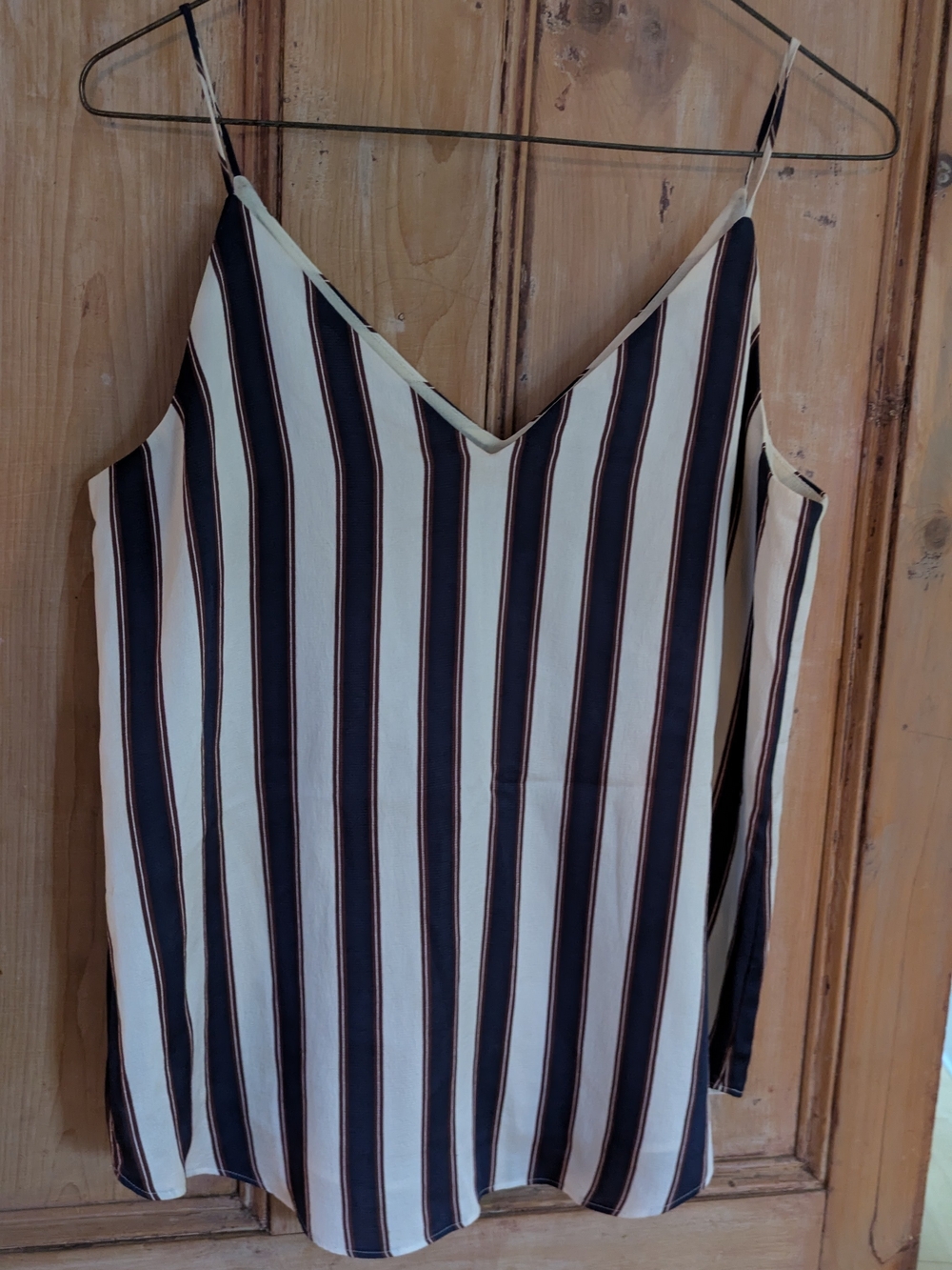 Express Striped V-Neck Cami - Navy, Cream & Rust